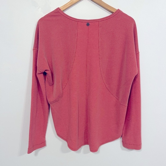 Prana Womens Remi Waffle Knit Thermal Athletic Outdoor Pullover Rhubarb L - Picture 12 of 15